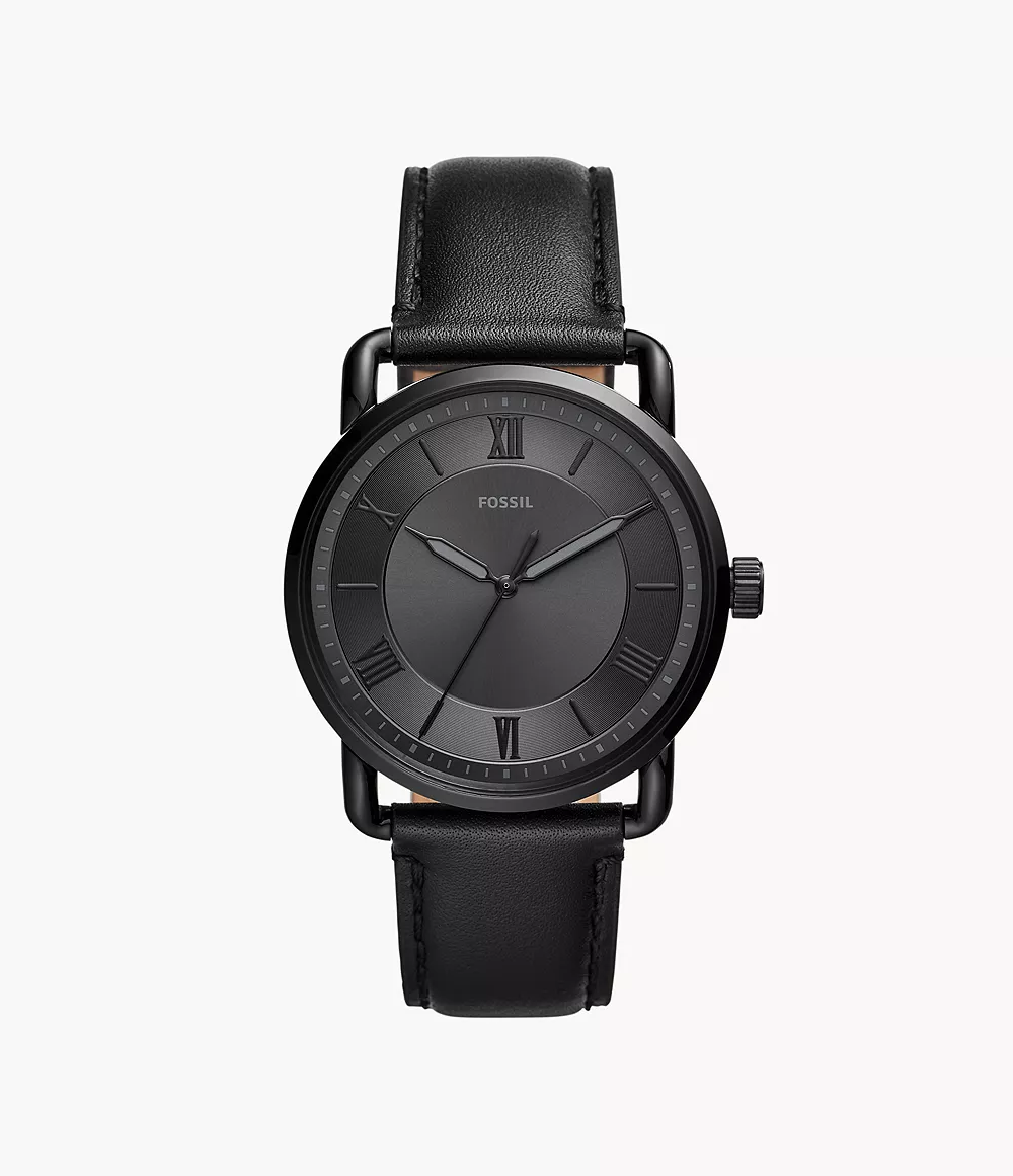 Copeland 42-mm Three-Hand Black Leather Watch