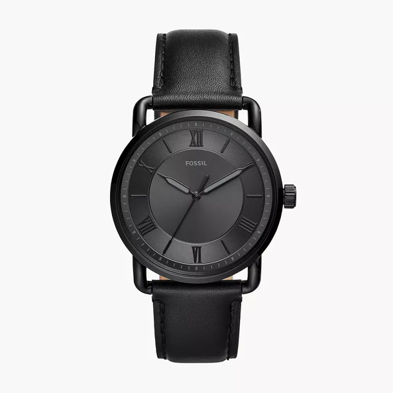 Copeland 42-mm Three-Hand Black Leather Watch